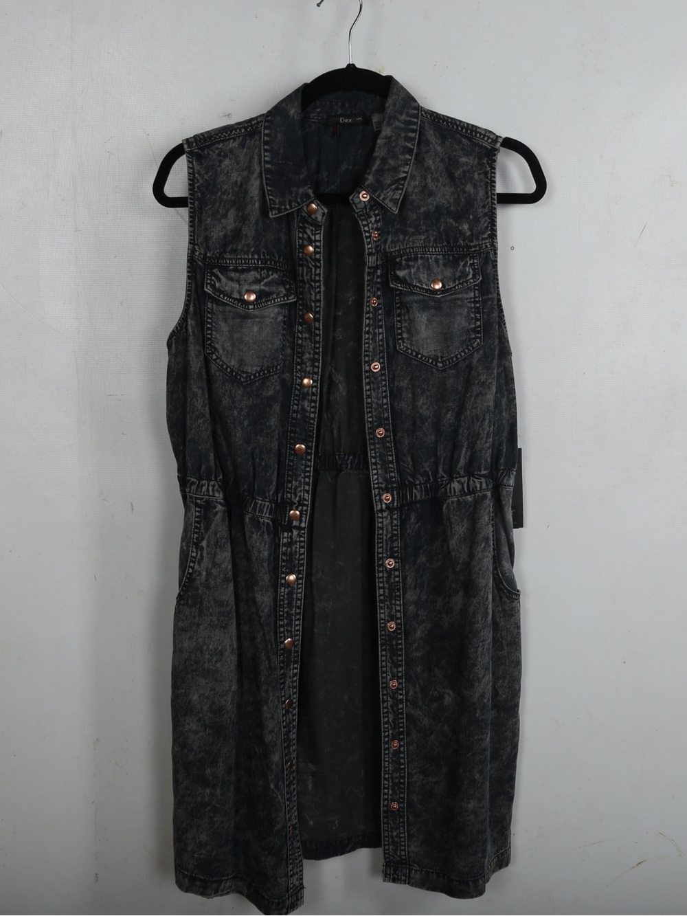 Dex Washed Black Denim Sleeveless Dress
